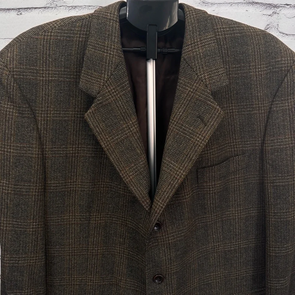 Men's 44R Vito Rufolo Wool Blazer‎ Brown Tweed Sport Coat Italian Fabric Classic